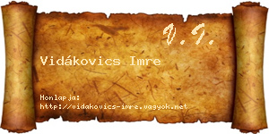 Vidákovics Imre névjegykártya